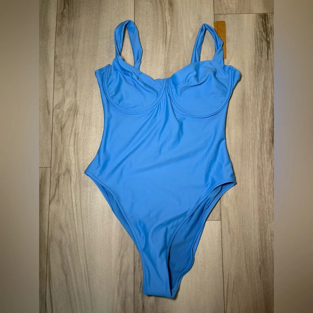 Skims signature swim underwire one piece  Color tide